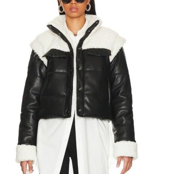 Lovers & Friends Greenpoint Twofer Puffer Jacket Black Size XL NWT - Picture 1 of 12